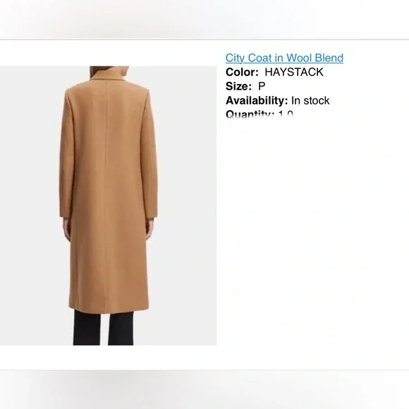 Theory City Coat Wool Blend Haystack Camel P / XS NWOT